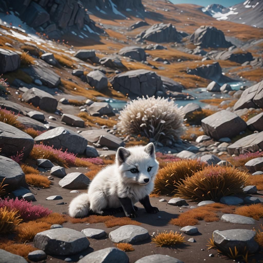 Cute Arctic Fox: Detailed Fantasy Concept Art
