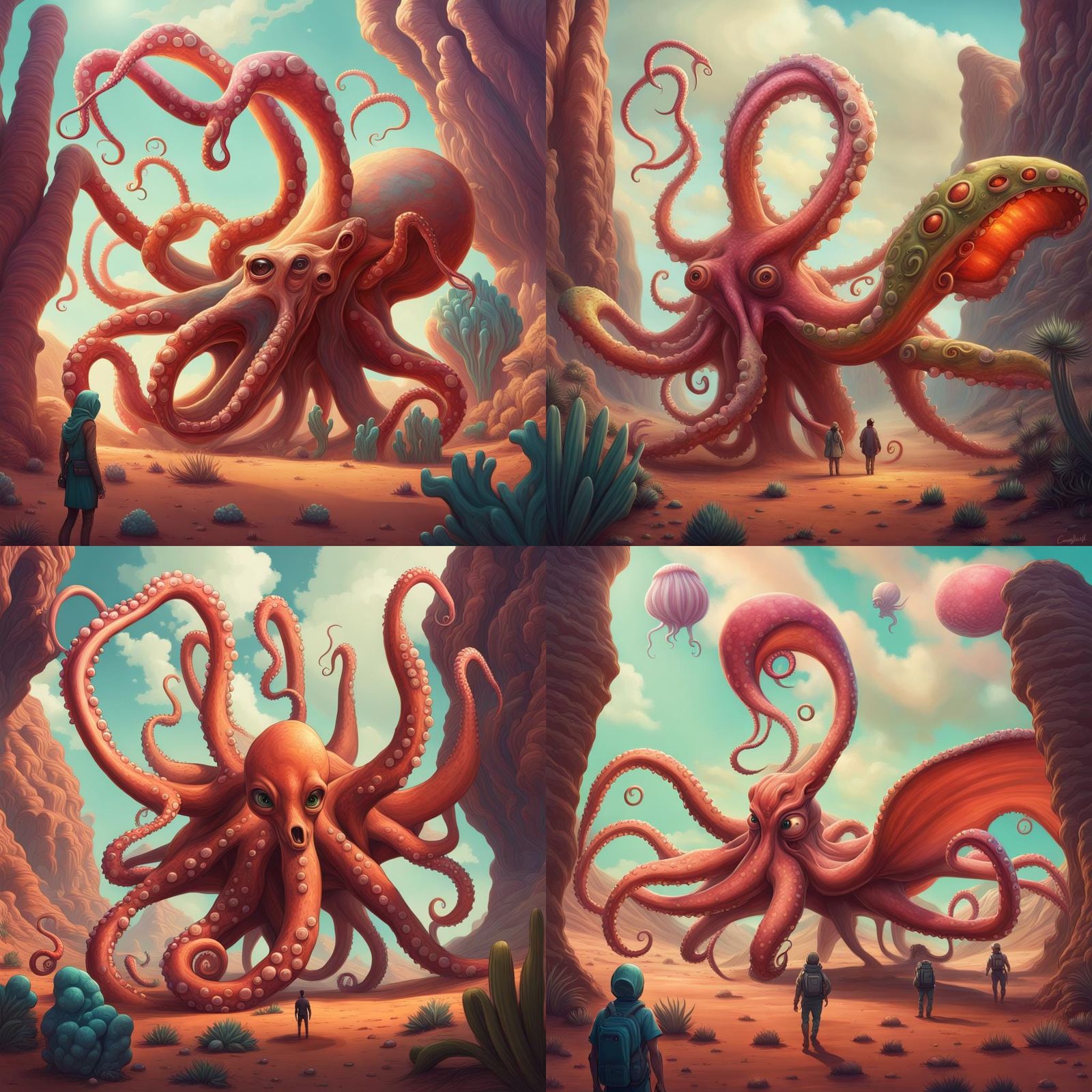 Candy Art: Hybrid Aliens in a Desert Landscape