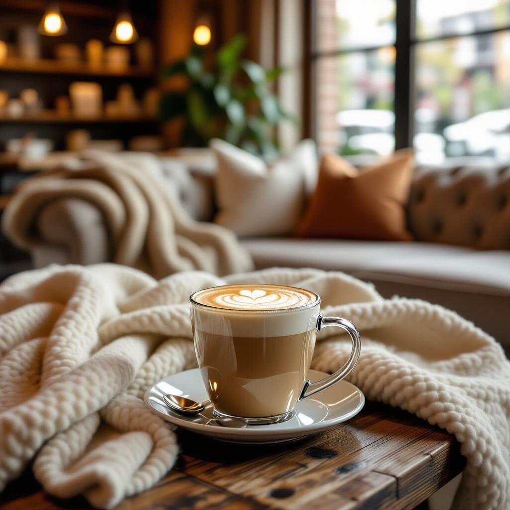 Cozy Latte Still Life in Pottery Barn Store