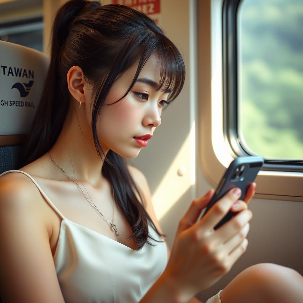 Taiwan Rail Portrait: Serene Commute in Anime Style