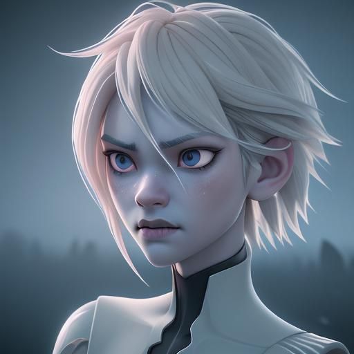 Anime Portrait: Undead Demon in Misty Twilight