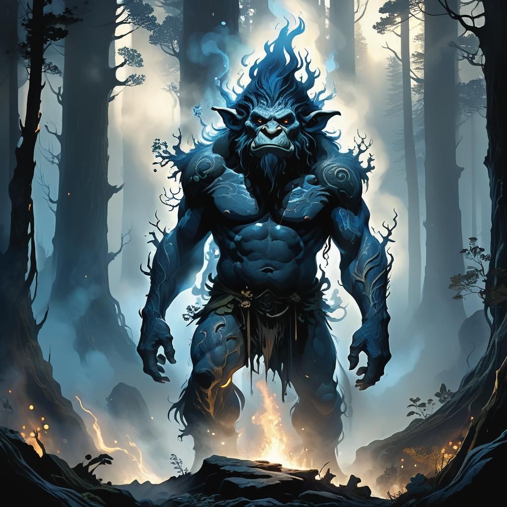 Ethereal Forest Troll in Dark Fantasy Style