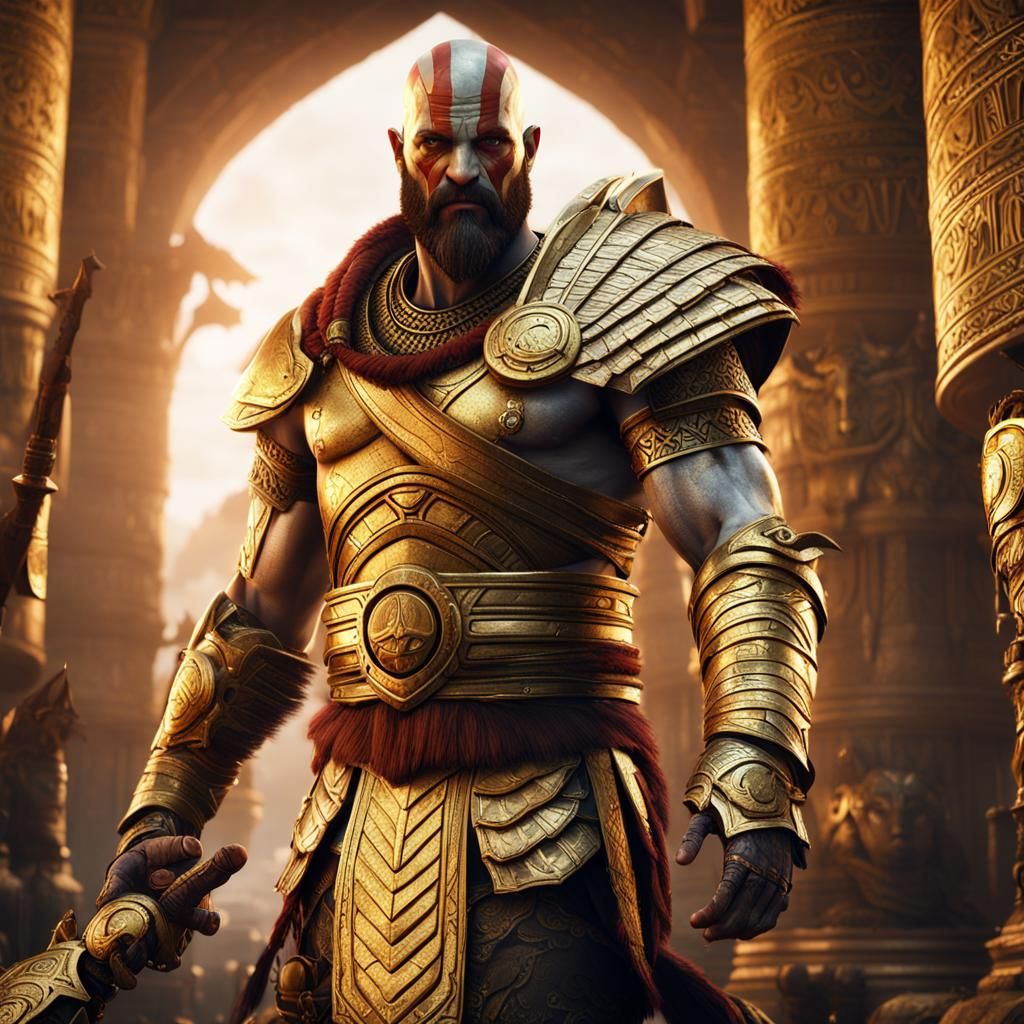 Kratos in Gold Egyptian Armor