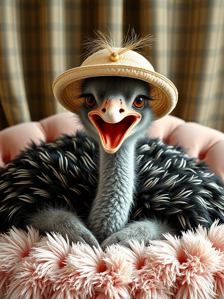 Ostrich with Happy Puppy Ears