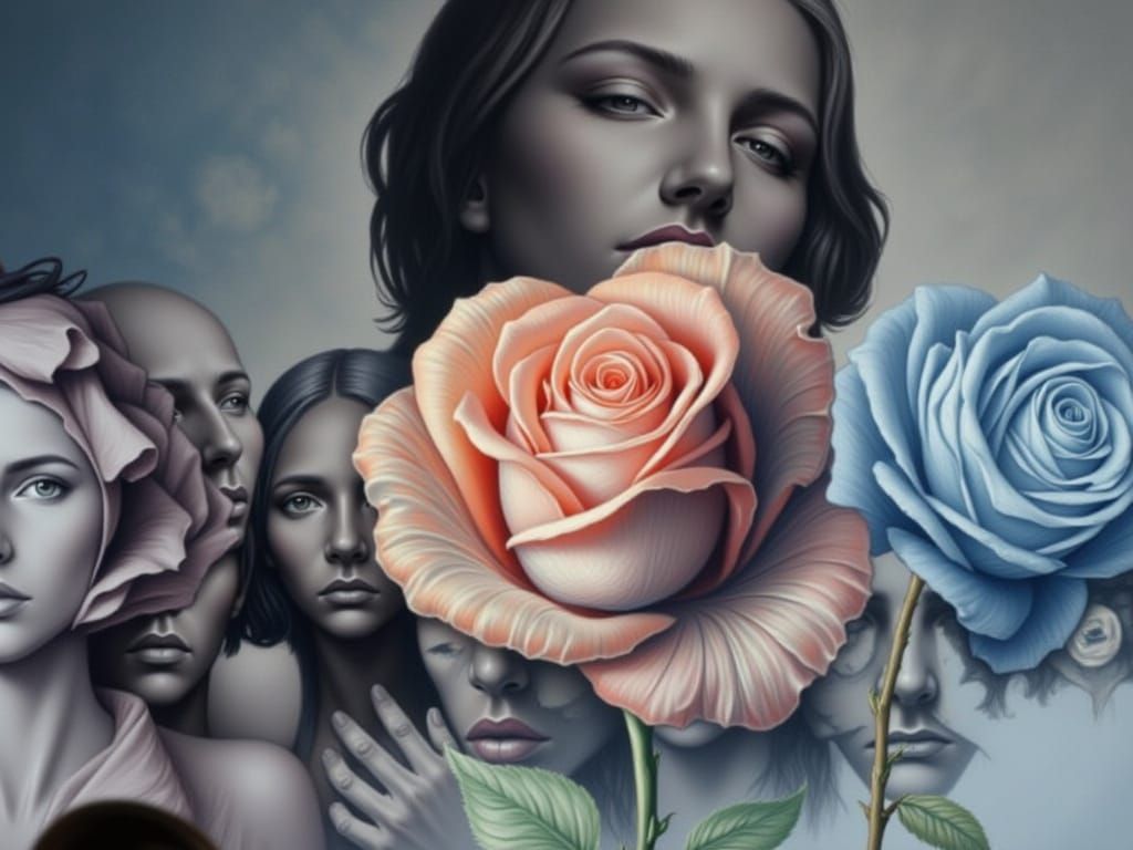 Vibrant Red Rose Symbolizing Freedom in Impasto Oil Style