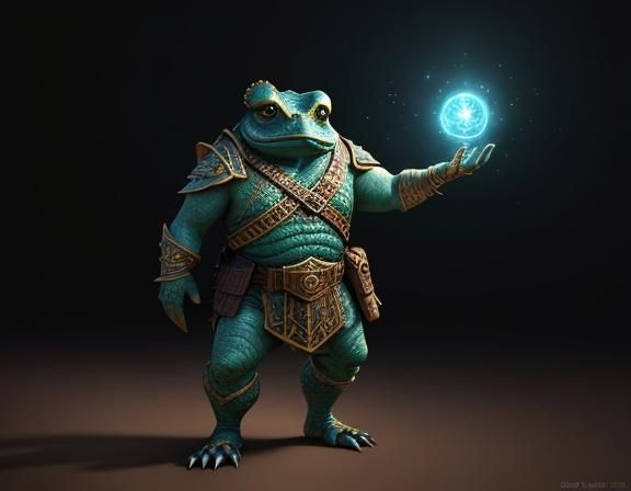 Bullywug Spellcaster in Desert, 3D Game Cinematic