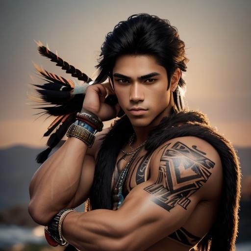Handsome Native American Man Portrait in Natural Light