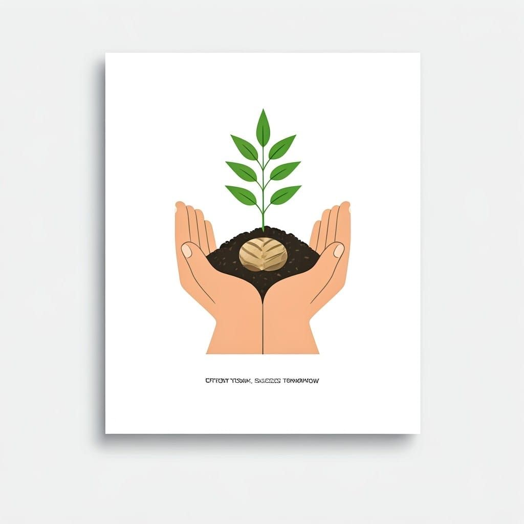 Minimalist Hands Holding Seed: Effort and Growth