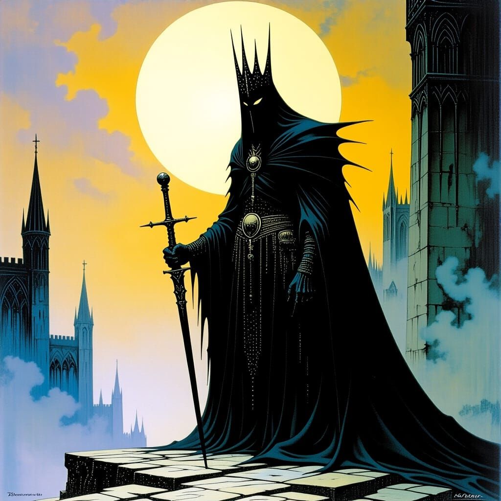 Brutal Wizard King in Dark Fantasy Style