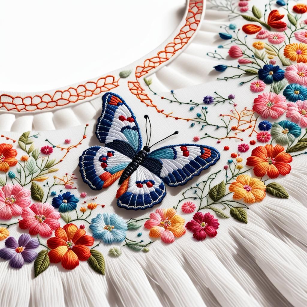 "In brilliant realistic colors: "Embroidered dress with Japa...