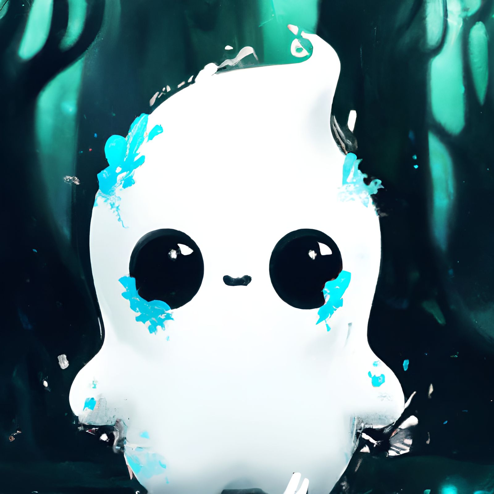 Adorable Ghost in Forest: Digital Illustration