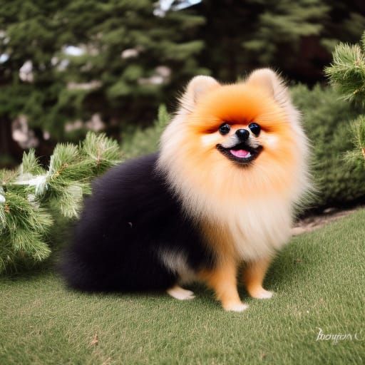 Pomeranian Dog Portrait with Bow Tie