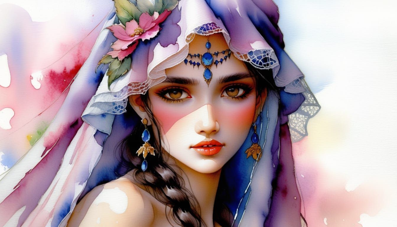 Fantasy Figure in Watercolor Style