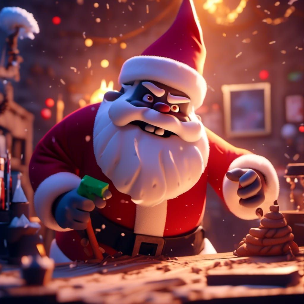 Violent Santa Claus Rampage in Pixar Style