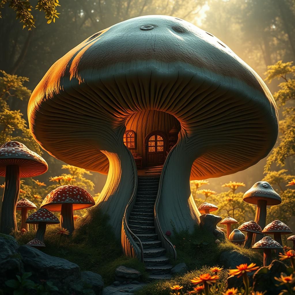 Gnome Workshop Inside Giant Mushroom Concept Art