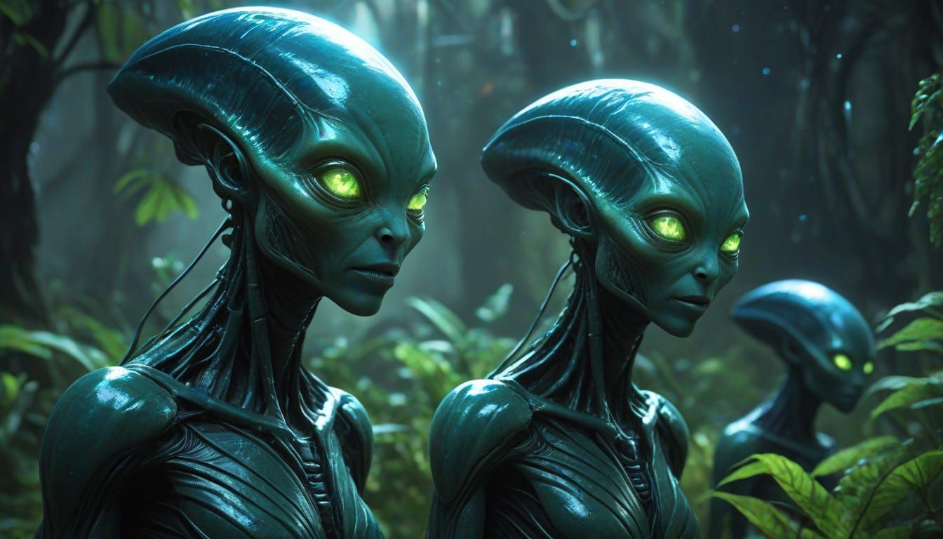 Alien Humanoids from Venus with Glowing Eyes