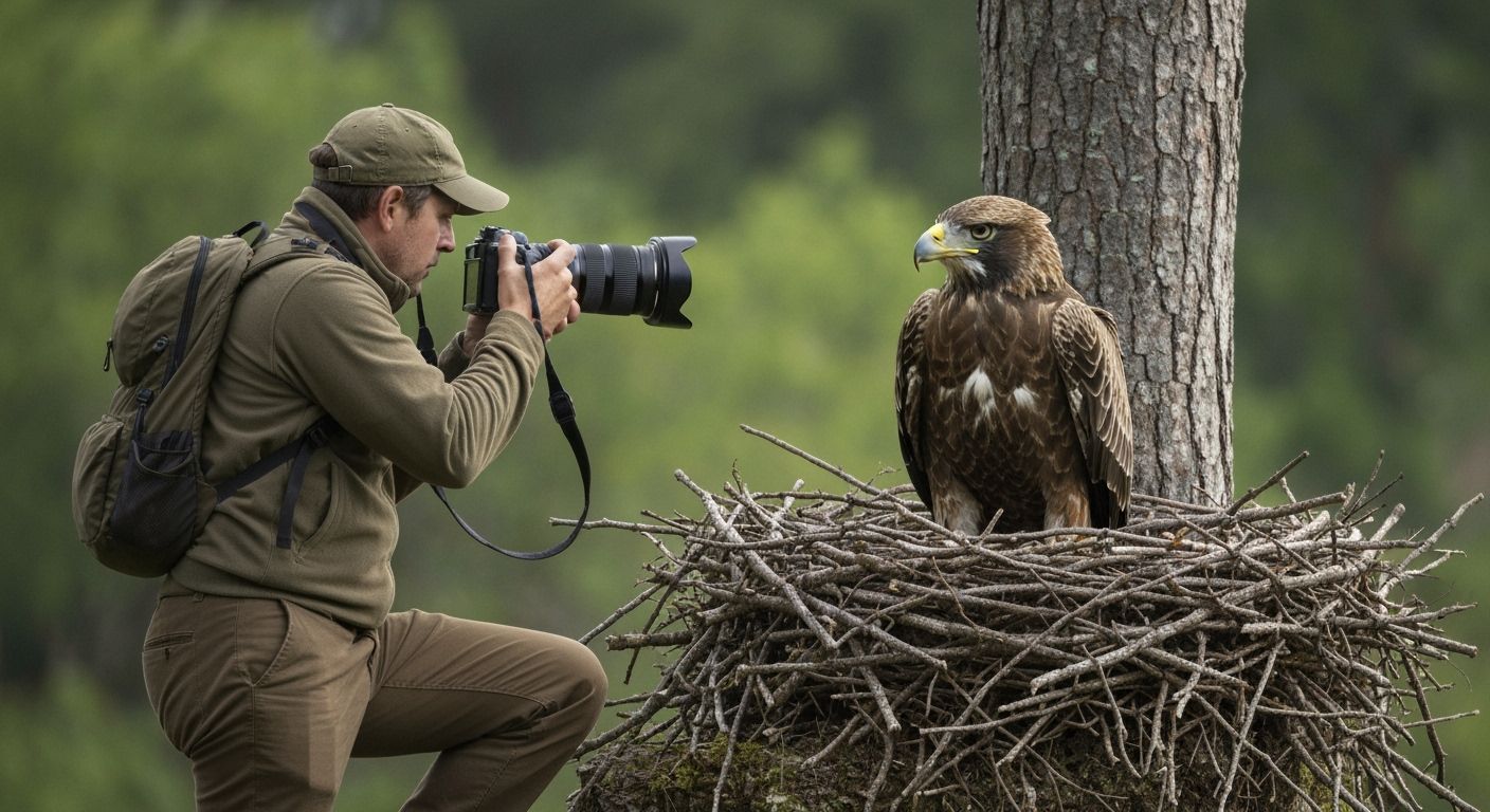 Brave Photographer Captures Eagle Nest Image