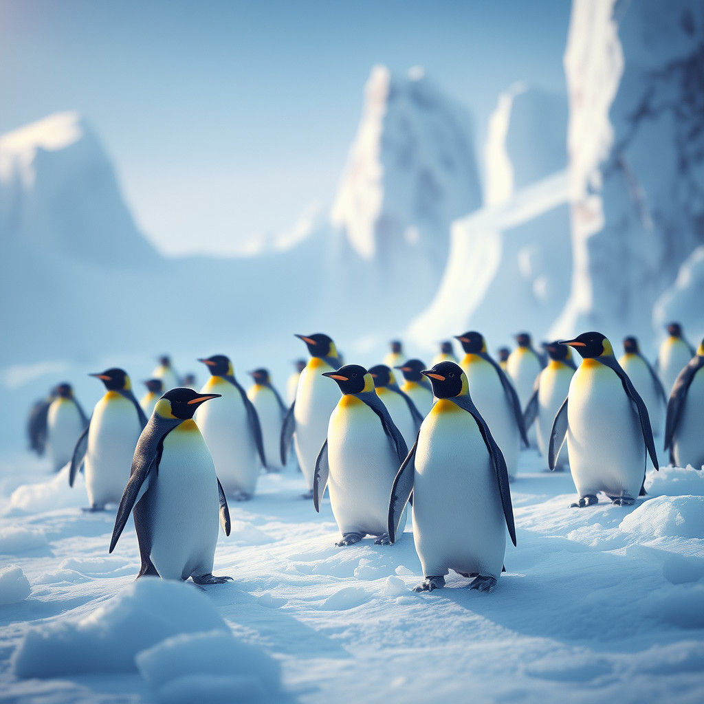 Penguins on Ice: Detailed Matte Painting