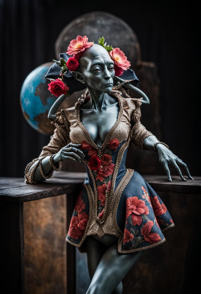 Surreal Alien Restaurant Celebration in Magical Realism