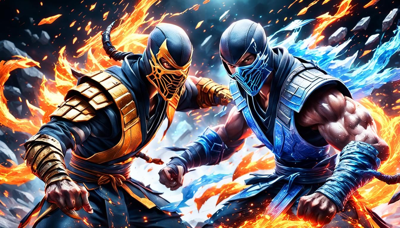 Scorpion and Sub-Zero Clash in Anime 3D Render