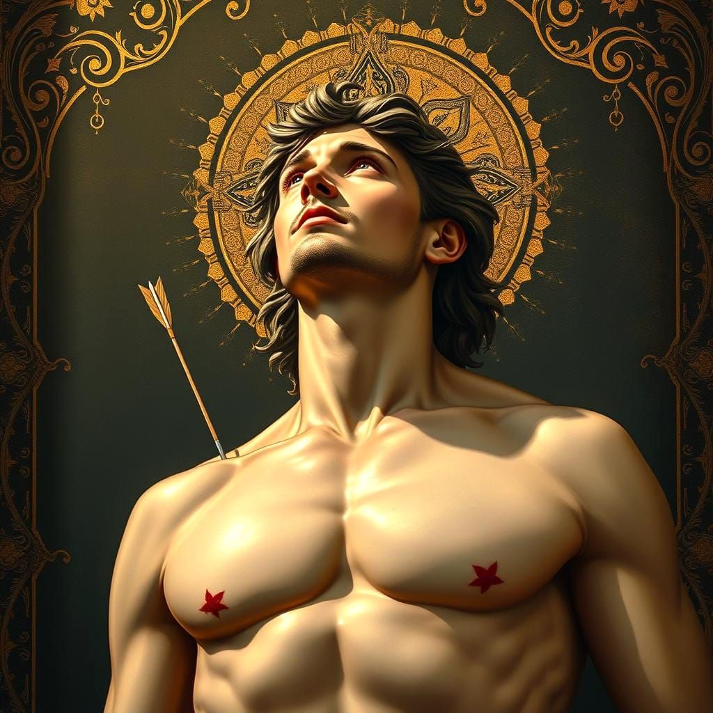 Saint Sebastian in Gustav Klimt Style