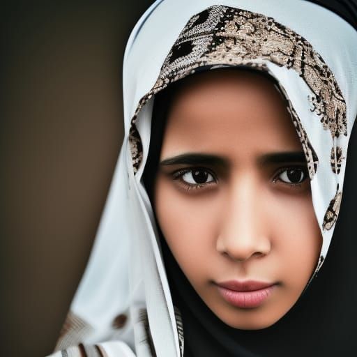 Hyperrealistic Portrait of a Muslim Girl