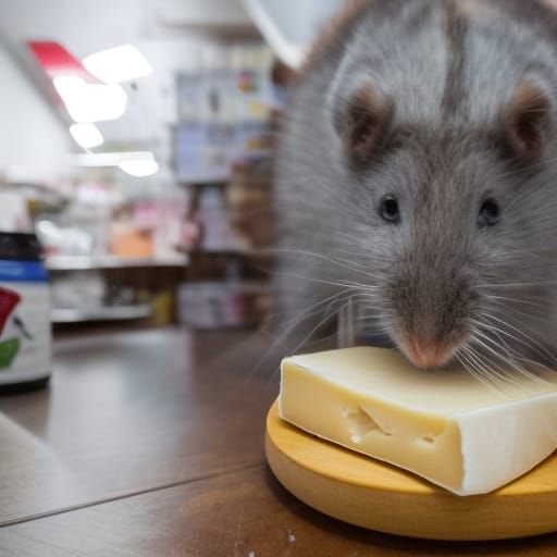 Rat Enjoying Cheese