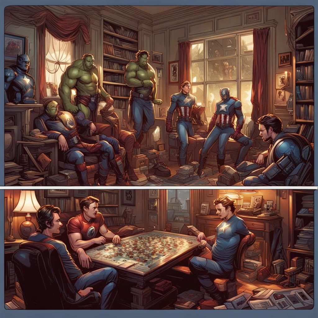 Avengers Mansion Board Game Night: Comic Book Art