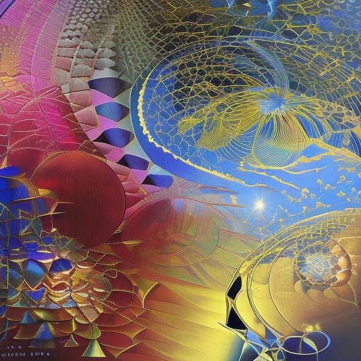 Psychedelic Abstract Art with Bejeweled Elements