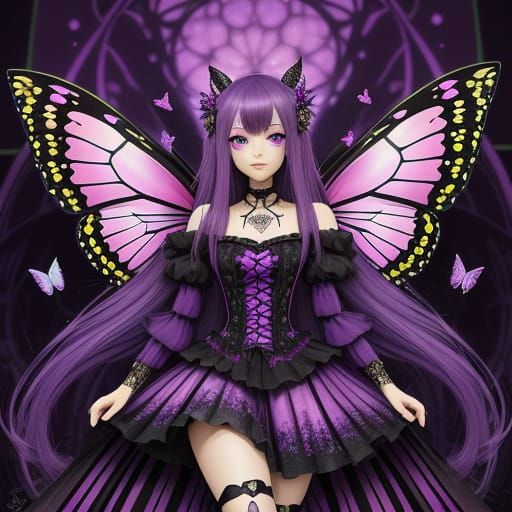 Gothic Fairy Enchants in Whimsical, Glittering Wonderland