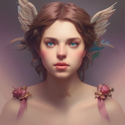 Cupid Portrait in Hyperdetailed Splash Art Style
