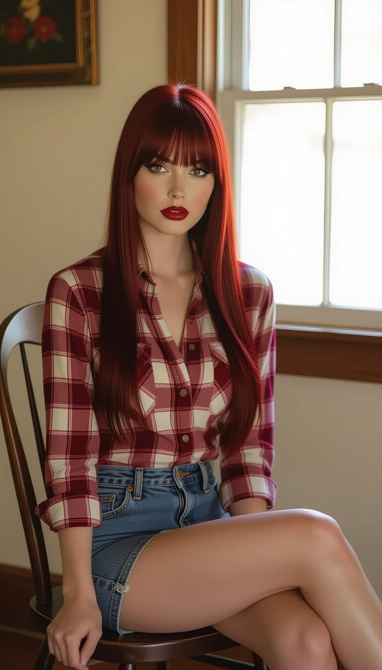 Burgundy Hair Beauty in Cinematic Film Style