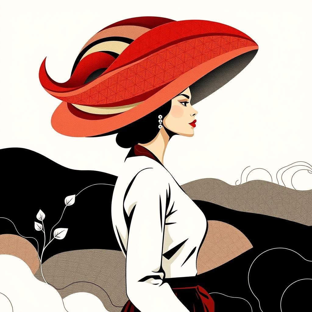 Stylized Nordic Woman with Geometric Hat