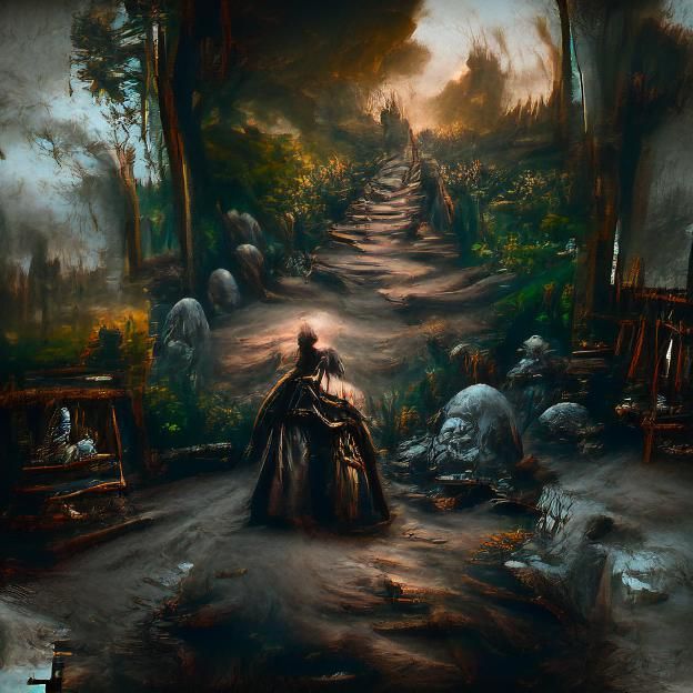 Ethereal Path of Broken Memories as Detailed Matte Painting