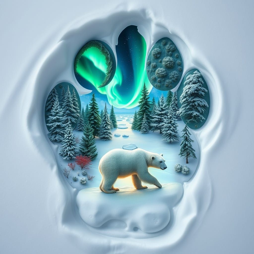 Polar Bear Paw Print Transforms into Winter Wonderland from ...