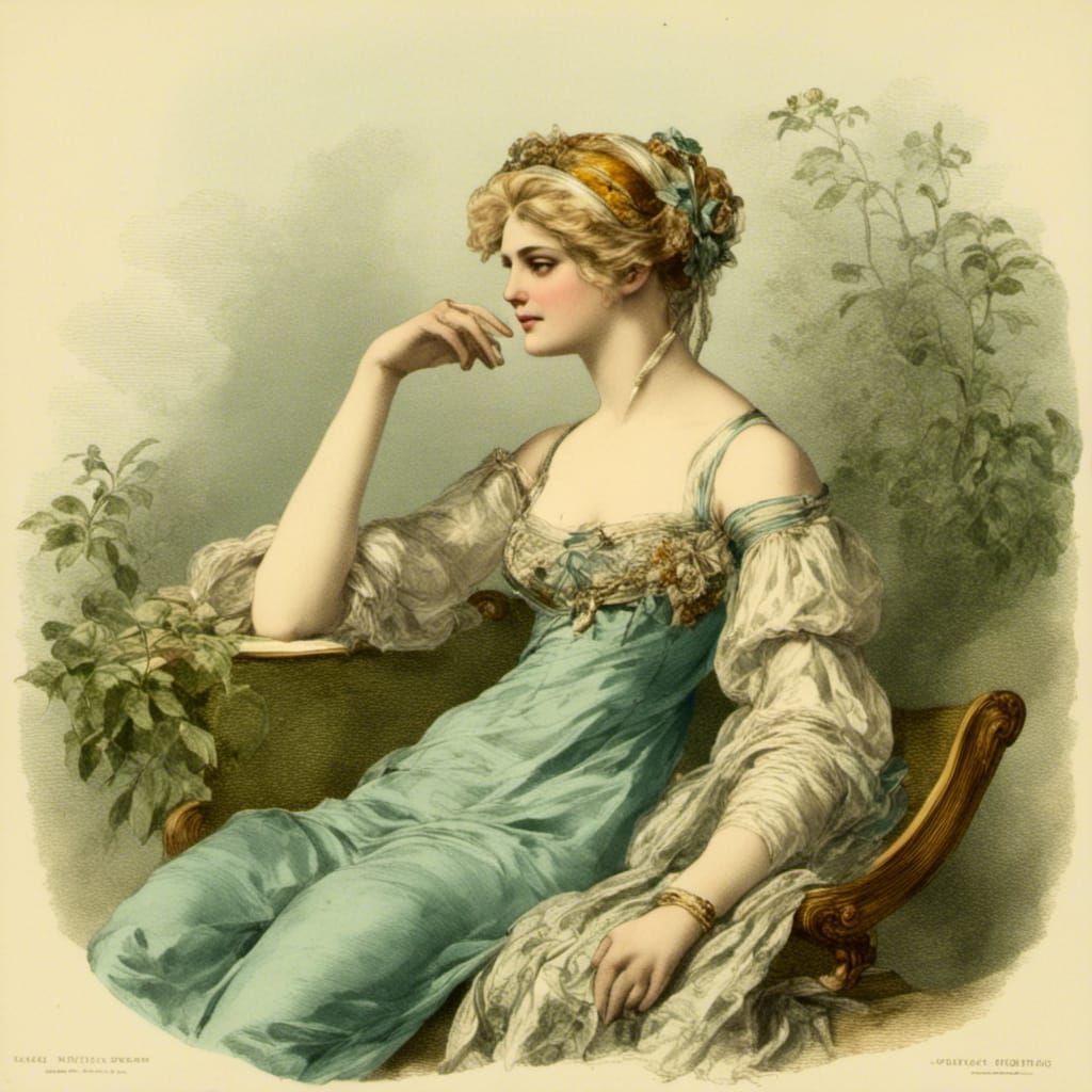 Regency Woman with Dragon Companion