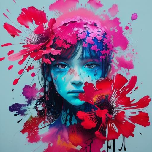 Bioluminescent Flowers with Crystal Effects, Abstract Art