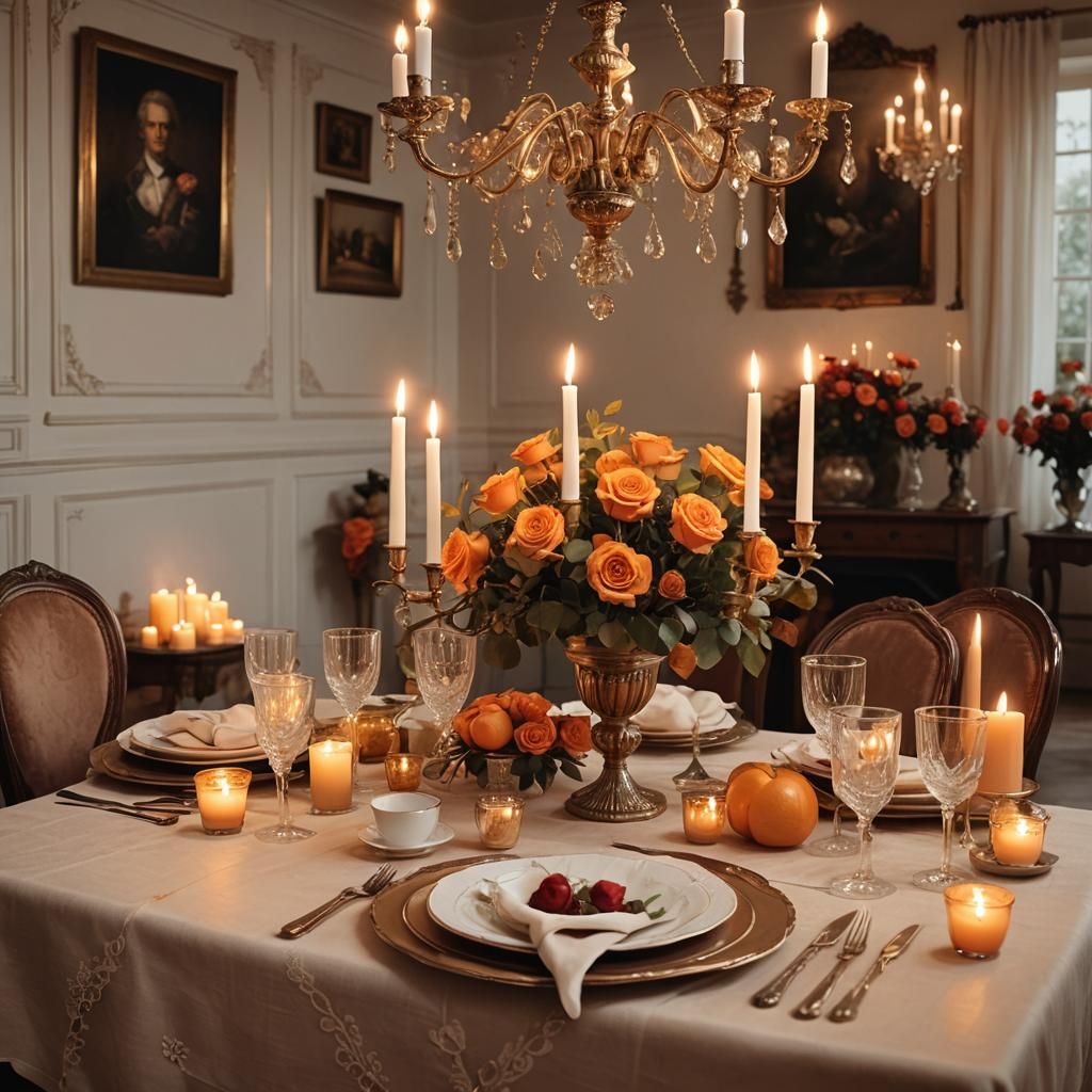 Romantic Dinner in Cozy Home: Digital Matte Painting