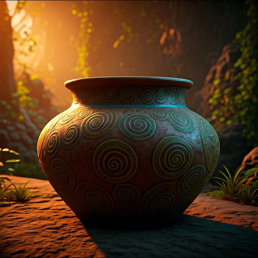 Hand-Painted Folk Ceramics with Mystical Symbols