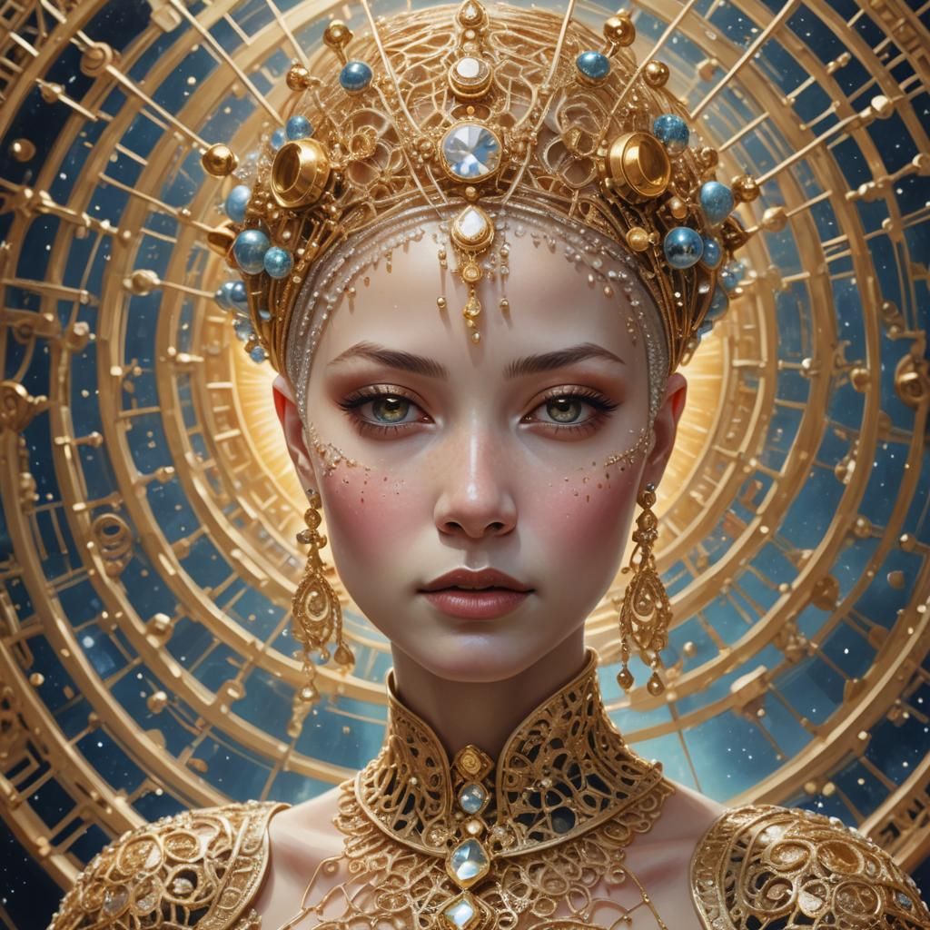 Futuristic Space Princess with Violin Crown