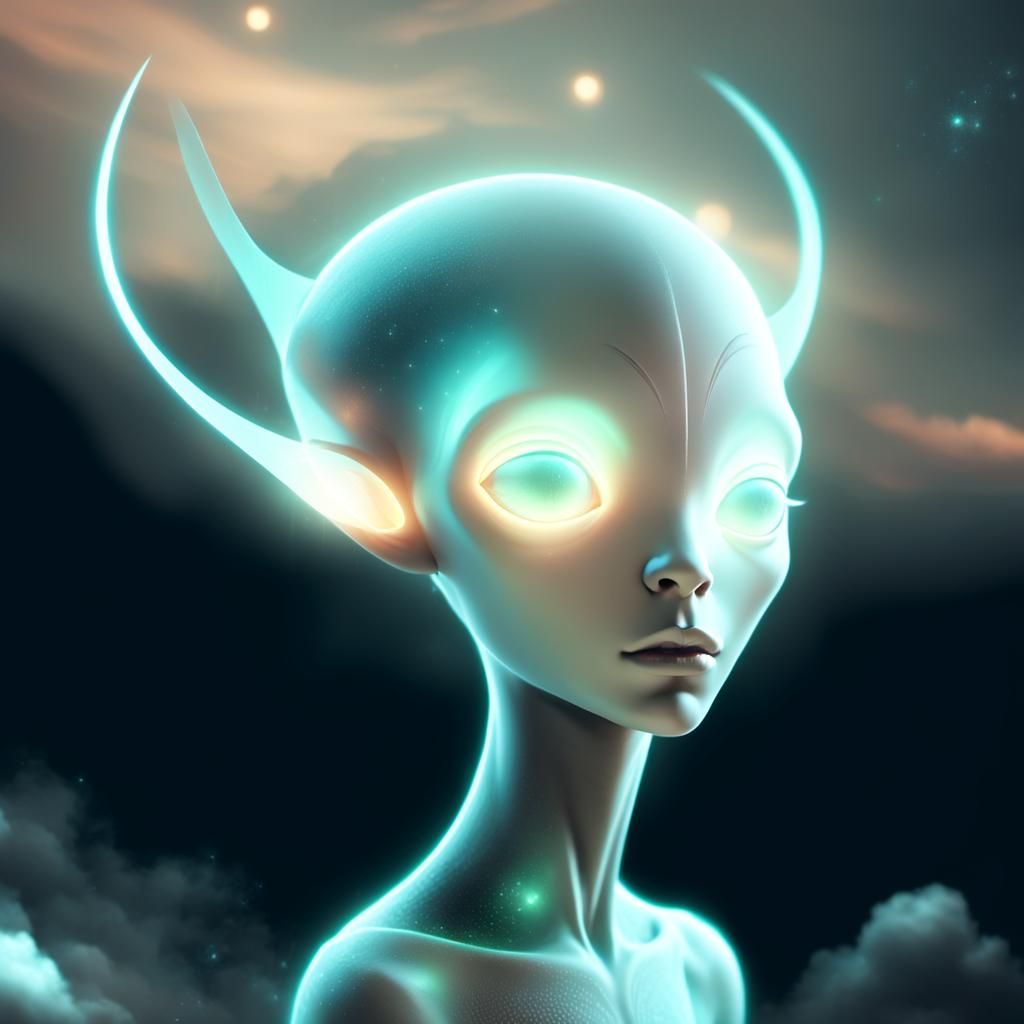 Dramatic Sci-Fi Alien in Surreal Landscape