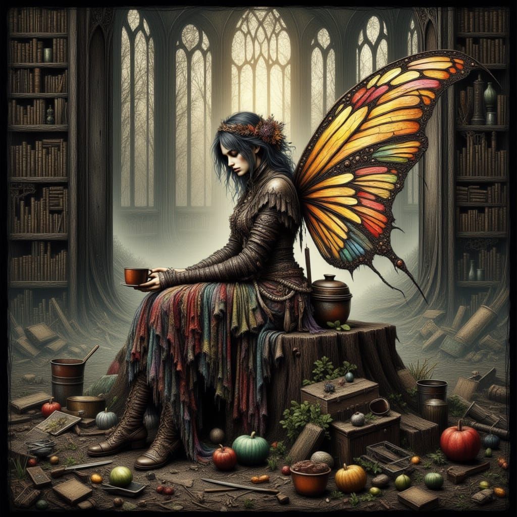 Dark Fantasy Fairy with Haunting Wings