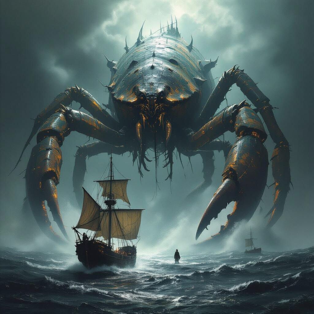 Mechanized Crab Emerges from Ink-Black Sea