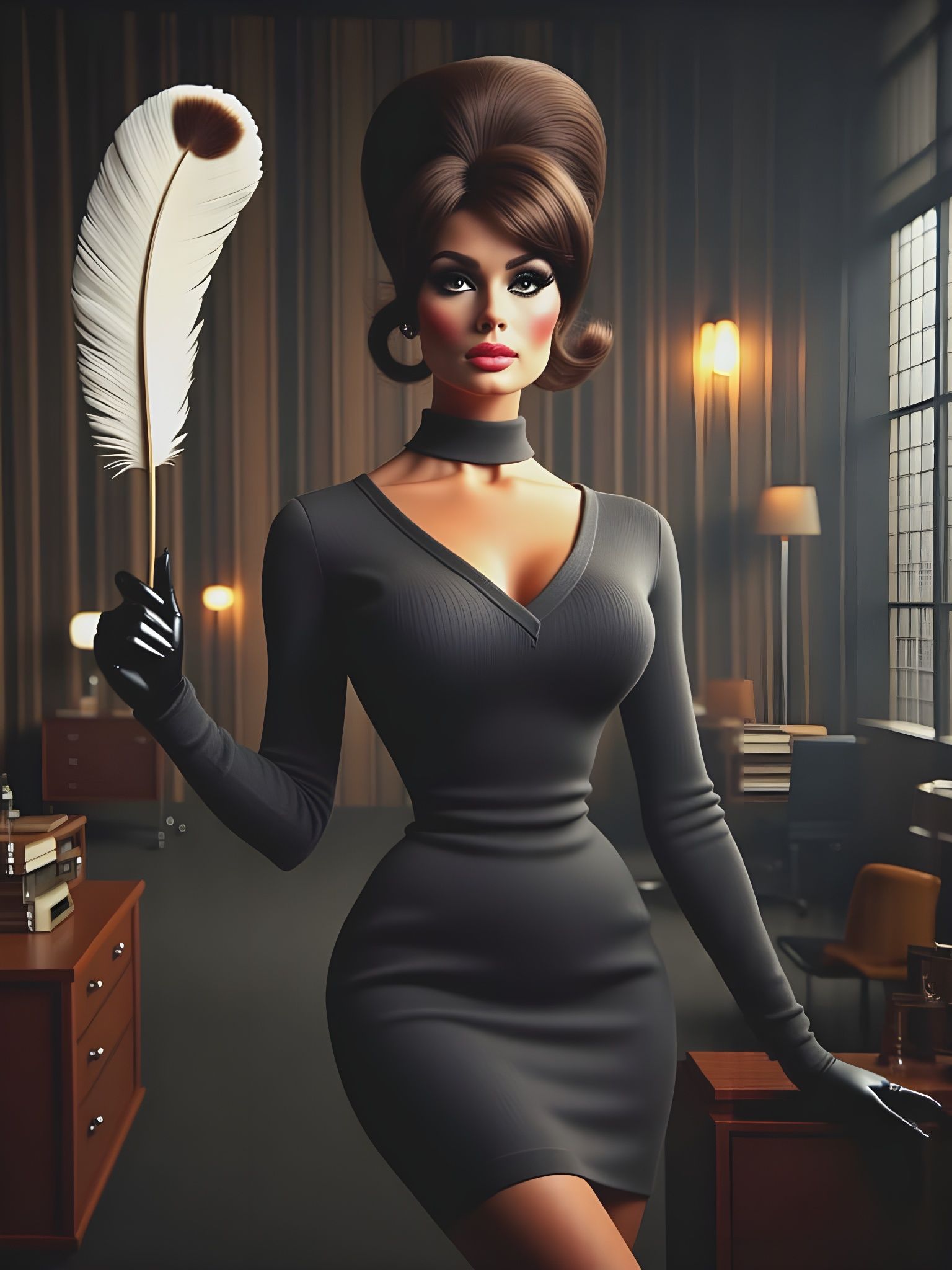 Sultry Pinup Goddess in Film Noir Chic