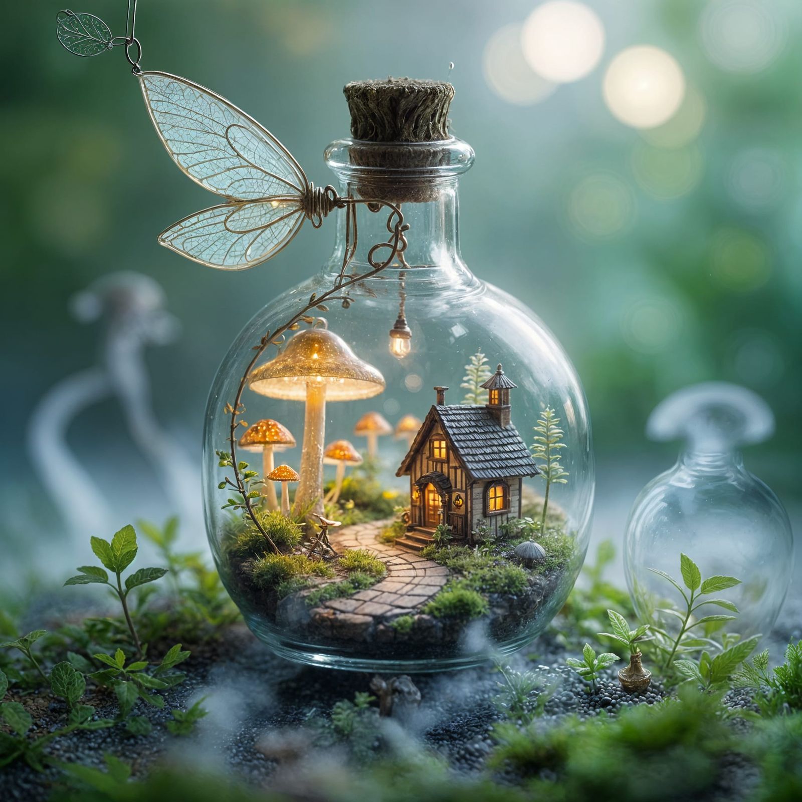 Miniature World in a Bottle: Hyperrealistic Macro