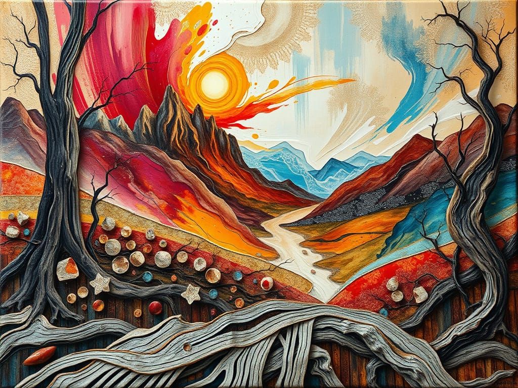 Surreal Forest Landscape in Vibrant Colors