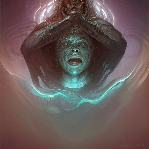 Eldritch Sea God Portrait in Art Nouveau Style