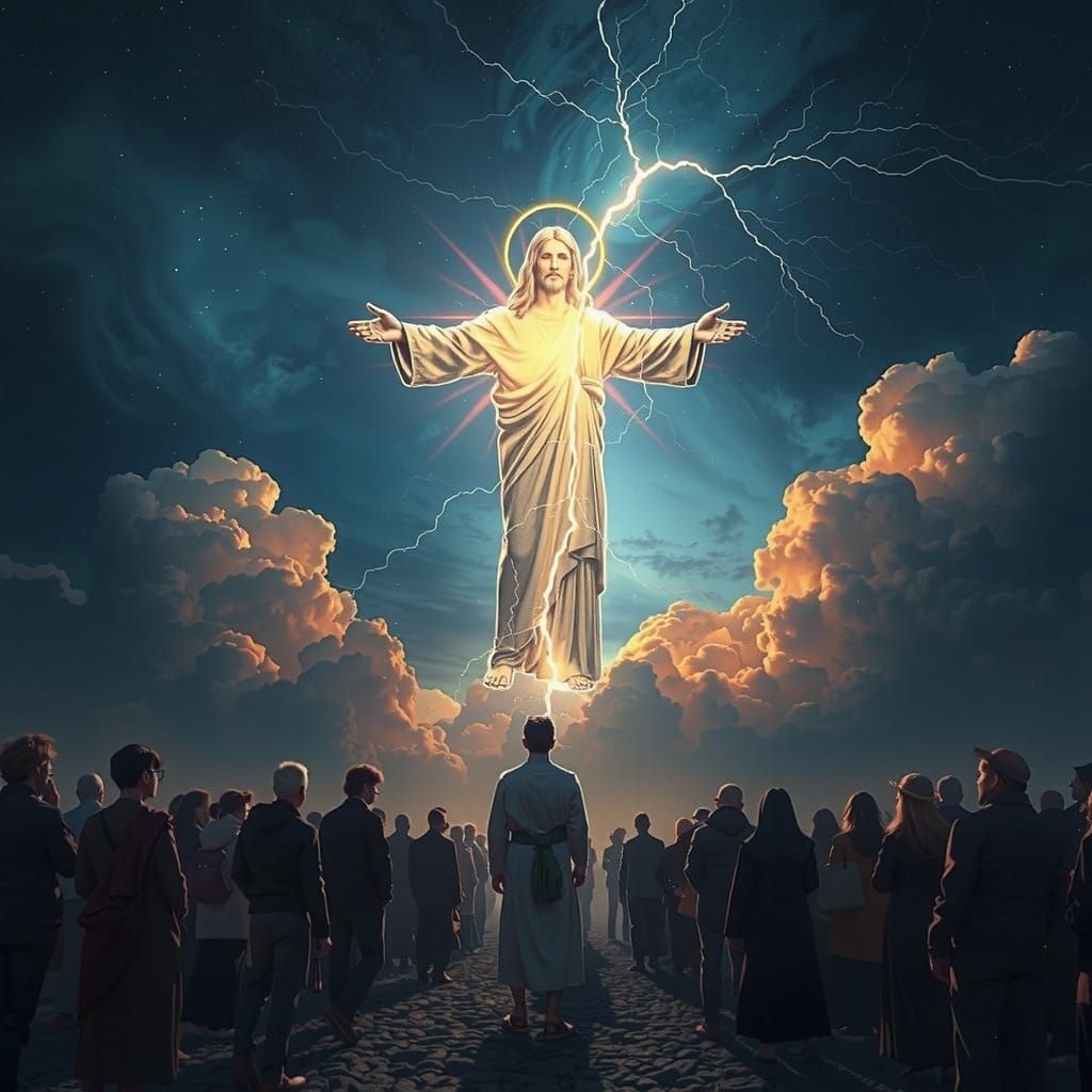 Global Community Witnesses Jesus Hologram Displaying Vivid L...