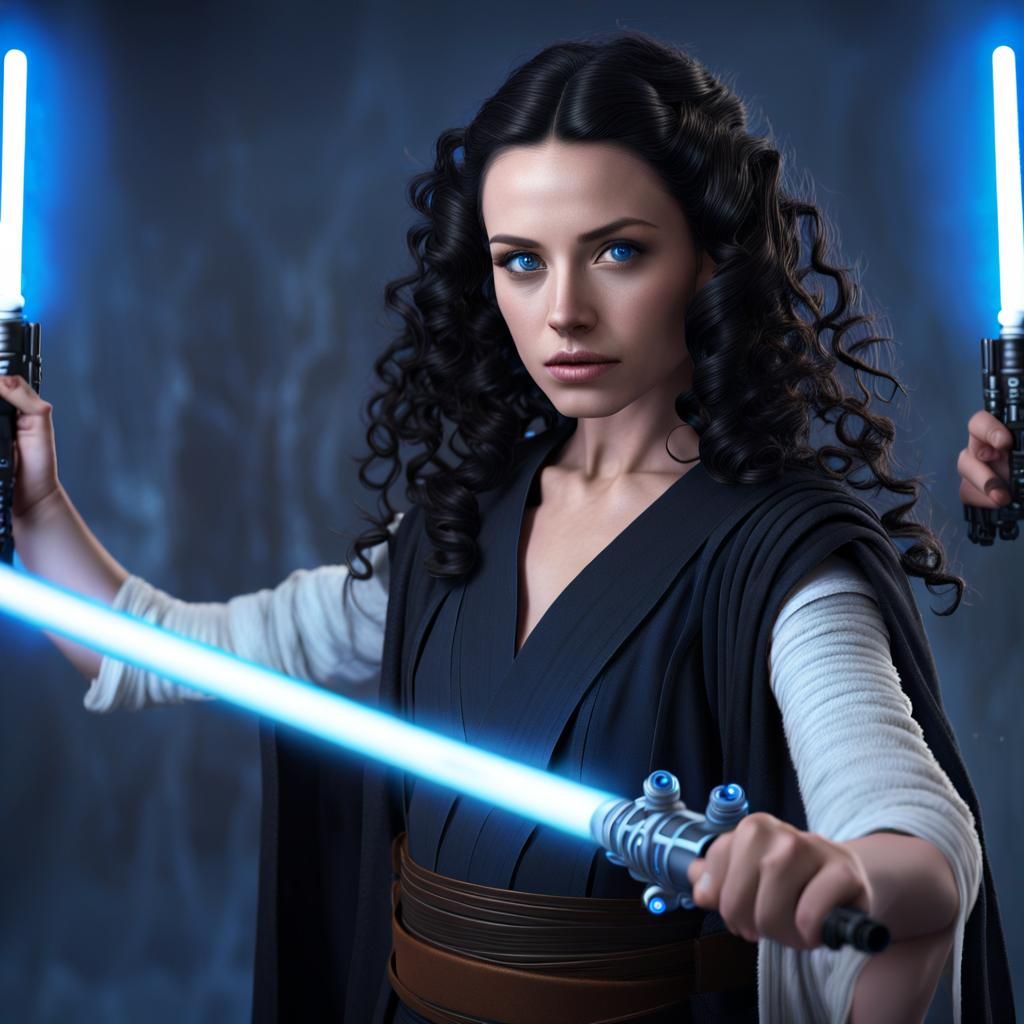 Female Jedi Master Teaching Apprentice, Detailed Digital Pai...