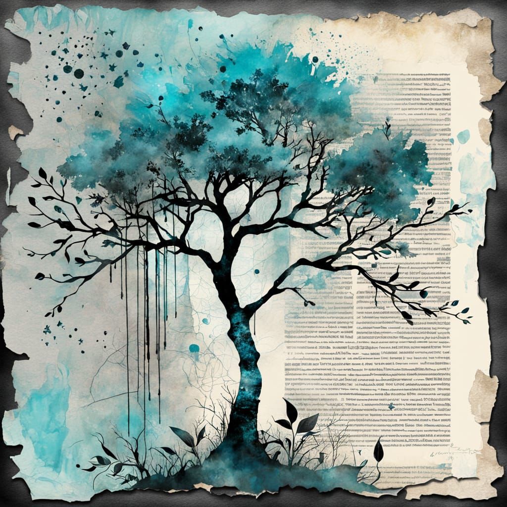 Cyberpunk Megatree Mixed Media Watercolor Art